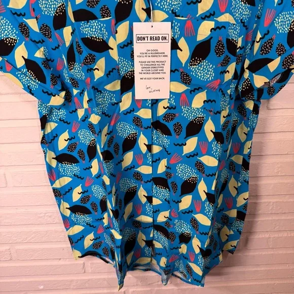 Wildfang Tropical Punch 90s THE EMPOWER BUTTON UP , Women’s Size Medium - Picture 3 of 9